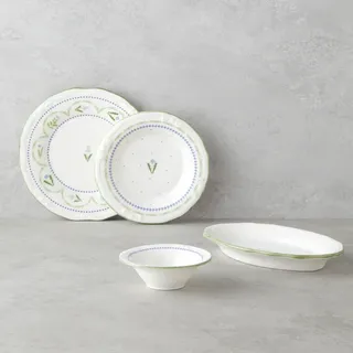 English Home Lavendel-Porzellan-Frühstücksset 12-teilig, für 6 Personen Grün-Blau