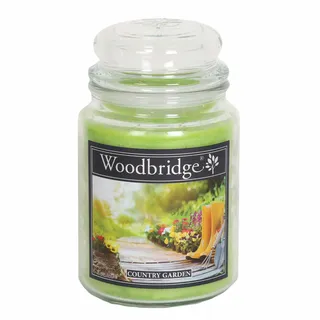 Woodbridge Große Duftkerze im Glas mit Deckel | Country Garden | Duftkerze Blumig | Kerzen lange Brenndauer | Raumduft für Zuhause | Kerze 2 Docht