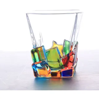 Aebor Bunte Trinkgläser, handbemalte farbige Wassergläser, mehrfarbige Wasserglas, Whiskey-Weinglasgläser, Trinkgläser (Eiswürfel)