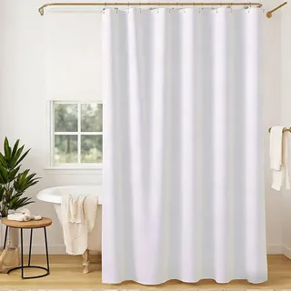 GONOVE Duschvorhang 200x 200cm Lang Waschbar Polyester Stoff Duschvorhang Schnell Trocknend und Wasserabweisend Weiß Badewanne Duschvorhänge mit Haken, Gewicht Saum