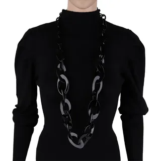 MIRROSI Lange Kette Damen Statement Halskette HARZ ca.95cm lang (perfekt für Pullover, Bluse, Shirt), Bunte Halskette schwarz