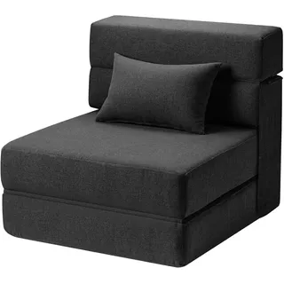 Garvee Schlafsessel Faltbar, 4-in-1 Gästebett Klappmatratze mit Kissen, Cord-Stoff Bodenmatratze Einzelsessel, Platzsparendes Schlafsofa für Gästezimmer, Büro & Camping, 185x71x15 cm, Dunkelgrau