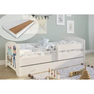 Kids Collective Kinderbett mit Polizei Motiv 80 x 160 cm Holz lackiert weiß