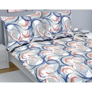 Krepp-Bettdecke Leinen - 1pc 180x200, 70x90 - blau,rosa,grau - Blau/Rosa/Grau