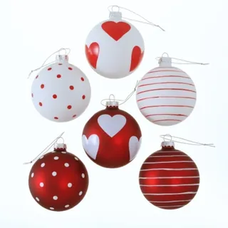 Weihnachtskugel Christbaumkugel Glaskugel Baumschmuck Ø 8 cm rot weiß 3er Set