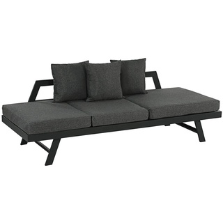 Dehner Gartenlounge-Set Funktionsliege Seattle m. Polster/Kissen, 210 cm, Minimalistische Funktionsliege mit schnelltrocknenden Polster grau
