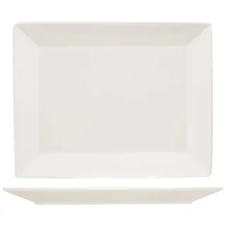 METRO Professional Flacher Essteller Modern, 28x23cm, Teller aus Porzellan, Rechteckig, Spülmaschinenfest, Mikrowellengeeignet, Stapelbar, 6 Stück