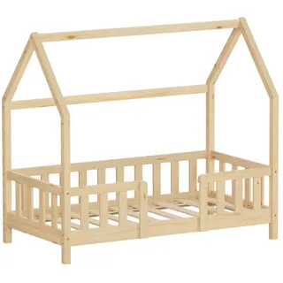 ML-Design Kinderbett Hausbett 70 x 140 cm Kiefer natur beige