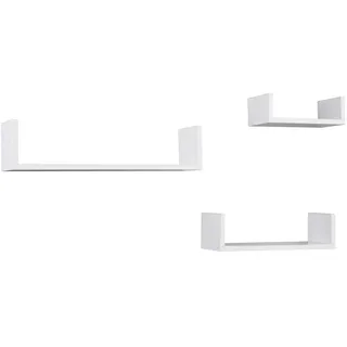 Möbel Kraft Wandregal 3er Set 42,5 x 10 x 9,8 cm Weiß