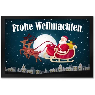 trendaffe - Frohe Weihnachten Fußmatte XXL mit Weihnachtsmann Motiv