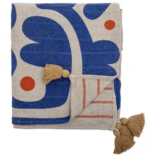Bloomingville Eviaya Plaid 160 x 130 cm Blau/Beige