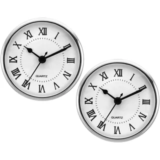 PATIKIL 90mm Quarz Uhrwerk Wanduhr, 2 Stück Stille Römische Ziffern Kaminuhren, Ersatz für Tischuhr, Stehuhr, Standuhr (Silberton/Weiß Stil 3)