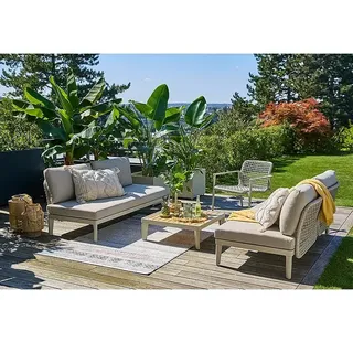 Sunfun Loungemöbel-Set Solo Rope VII  (4 -tlg., Aluminium/Polyrattan/Olefin, Light-Greige)