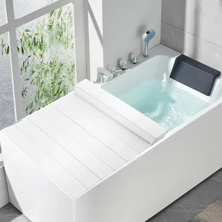Badewannenabdeckung Faltbare Badewanne Abdeckung Isolierabdeckung PVC Badewannenablage wasserdichte Staubdichtes Badewannenbretter für Alle Standard-Badewannen, Weiß (170cm x 75cm 0.65cm)