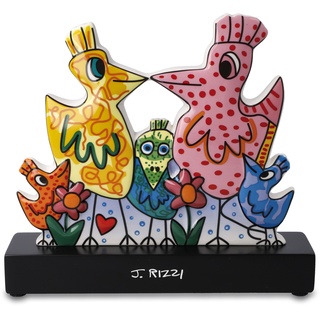 Sammelfigur GOEBEL "Figur James Rizzi - "Our colorful family"" Dekofiguren Gr. B/H/T: 19 cm x 17 cm x 5 cm, Vögel, bunt Sammlerfiguren