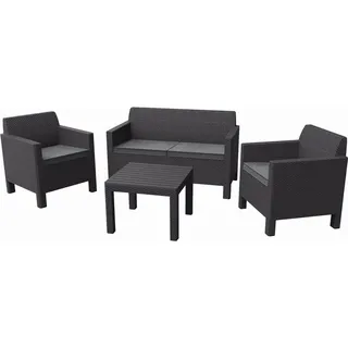 Orlando Rattan-Gartenmöbel mit kleinem Tisch, schwarz - N