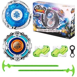 INFINITY NADO Kreisel Serie Split, Metallische Battle Tops Kreisel mit Launcher, Kinderspielzeug Jungen, Spinning Tops ab 5 6 7 8 9 10 11 12 Jahren, Shadow Shark & Delver Mecha