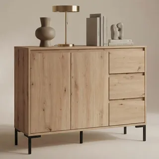 Newroom Kommode Wildeiche Artisan Eiche Sideboard Modern Vintage - 120x87x40 cm (BxHxT) - Highboard Anrichte - [Savage.Two] Wohnzimmer Schlafzimmer Flur Esszimmer