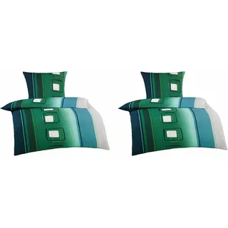 Seersucker Microfaser Bettwäsche Doppelset 2x 135x200 cm + 2x 80x80 cm – Bügelfrei, Atmungsaktiv & Pflegeleicht, Bettwäsche Set mit Reißverschluss, Sommer Bettwäsche weich & hautfreundlich (Vera)