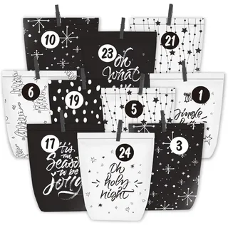 Adventskalender Bastelset für DIY Weihnachtskalender Papier-Tüten mit Zahl- Aufk
