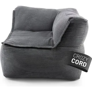 Lumaland Modulares Eckteil rechts aus der Cord-Reihe, 81x81x70 cm - Bezug soft | waschbar - Grau | Grau
