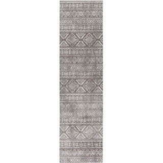 Mynes Home Kurzflor Vintage Teppich Grau Beige / 80x300 cm/Pflegeleichte Kurzflorteppiche im Boho Design/ideal für Wohnzimmer geeignet/mit Baumwolle Rücken