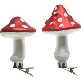Kaemingk Baumschmuck Pilz Pilzkappe 3er Set Glaspilz mit Clip