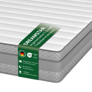 Hochwertige 7-Zonen Tonnentaschenfederkernmatratze | 90 x 200 cm | 21 cm hoch | H3 | mittelfest | DREAMSTAR Tape Edge