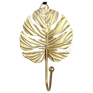 URFEDA Blattform Metall Kleiderhaken Gold Kreative Haken Garderobenhaken Ohne Bohren Dekorative Wandhaken Eisen Handtuchhaken Mehrzweck Haken für Mantel Jacken, Schals, Hut Hause Badezimmer