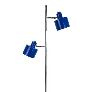 Ocean Stehleuchte Chrom, Stehlampe mit verstellbaren dunkelblauen Schirmen, Retro-Lampe im 50er-Jahre-Design, Leselampe, E14