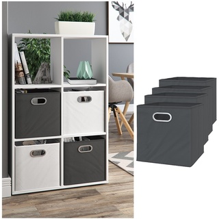 VICCO 4er Set Faltbox  30x30 cm anthrazit Faltkiste Aufbewahrungsbox Regalbox