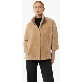 Comma, Comma Kurzjacke Cape mit gestricktem Kragen Rippblende braun 40