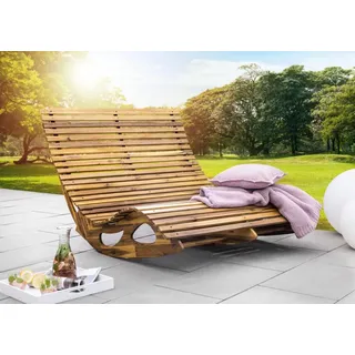 Chillroi® Ergonomische Doppelschwungliege XXL Saunaliege aus Akazienholz Gartenliege 120x150 in cm