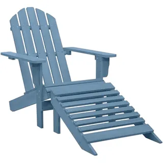 vidaXL Tannenholz Massiv Adirondack Gartenstuhl mit Fußstütze Liegestuhl Deckchair Gartenliege Gartensessel Stuhl Sessel Sonnenliege Liege Blau