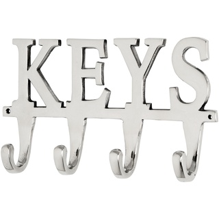Chattels Große Schlüssel Halter Rack 4 Haken Schlüssel Metall Haken Kleiderbügel Chrom Farbe Großbuchstaben
