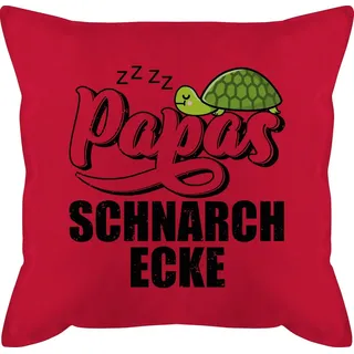 Shirtracer Dekokissen Papas Schnarchecke mit Schildkröte - Lettering - schwarz, Vatertagsgeschenk Kissen rot