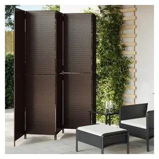vidaXL Paravent 5-tlg. Braun Poly Rattan