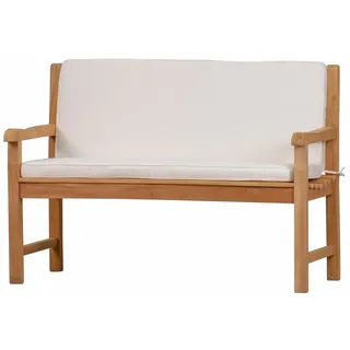 Kai Wiechmann Bankauflage Sitzauflage 110-150 x 91 cm mit Rückenteil als Polster für Gartenbänke, Bankkissen aus 100% Polyester mit Reißverschlüssen weiß 150 cm