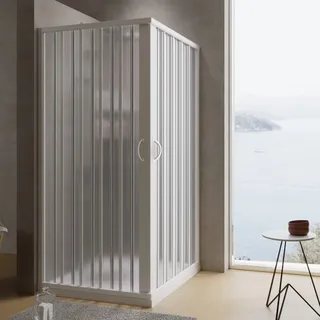 DUSCHKABINE DUSCHWAND WEI?E FALTT?R PVC 70X80 CM H 185 ZENTRALE ?FFNUNG