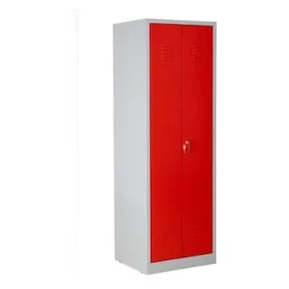 PROREGAL Metallspind Flamingo | HxBxT 180x60x50 cm | Zylindereschloss | Grau-Rot