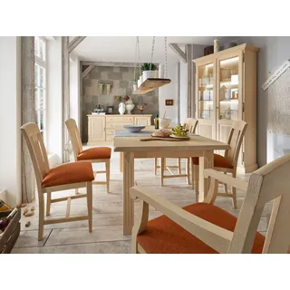 Casamia Esstisch Esszimmer-Tisch Esstisch Massivholz-Tisch 160/180 x 90/95 cm Casapino beige 180 cm x 77 cm x 95 cm