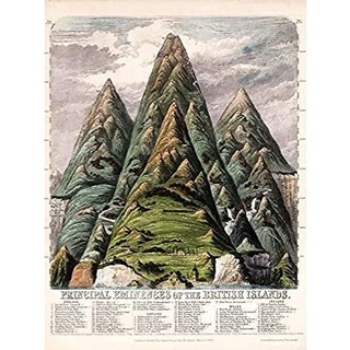 Emslie 1852 Karte Chart Berge Hügel Britische Inseln, ungerahmt, Wandkunstdruck, Poster, Heimdekoration, Premium