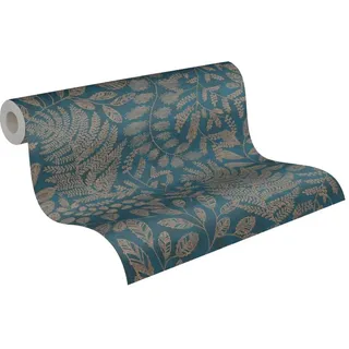 A.S. Création Vliestapete mit floralem Muster 0,53 x 10,05 m 388304 Blau/Gold/Türkis