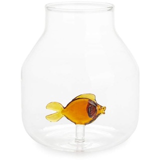 balvi Blumenvase Atlantis Bernstein Farbe Konische Vase mit Glas Fisch im Innern Original dekorative