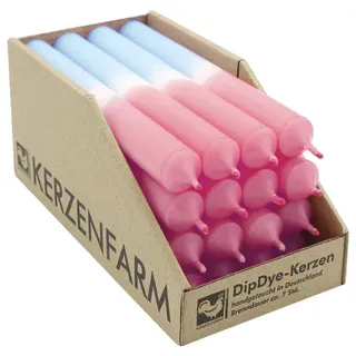 DIP DYE Stabkerzen Pastellaltrosa-Eisblau, 180/22 mm, KERZENFARM HAHN, Brenndauer 7h, 16 St.