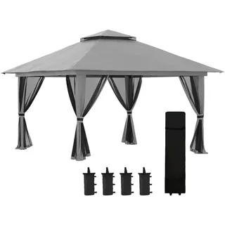 Outsunny Faltpavillon 4 x 4 m inkl. 4 Seitenteile Dunkelgrau