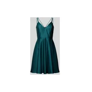 Cocktailkleid mit V-Ausschnitt, Dunkelgruen Melange, 32