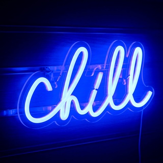 Chill Leuchtreklame Blaue Led Schild Chill Neon Wandleuchte Buchstaben Neon Schild für Wanddekor Neonlicht für Schlafzimmer Bar Hotel Spielzimmer