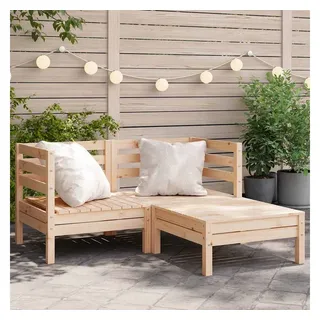 vidaXL Gartensofa 2-Sitzer mit Hocker braun
