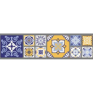AG Design Selbstklebende Bordüre Lebendiges Patchwork, AWB 8462 | Wasserfest Dekoration für Wände, Möbel, Tapeten, Wandverkleidungen und Türen, Folie | Breite 500 cm x Höhe 13.8 cm